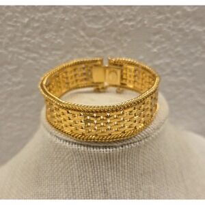 Stunning Vintage Alice Caviness Gold Tone ¾" Wide Bracelet 6¾"